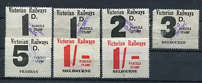 Australia Victoria 7 Predecimal Railway Stamps To 1/ Handstamped Cancelled Ocms • $0.57