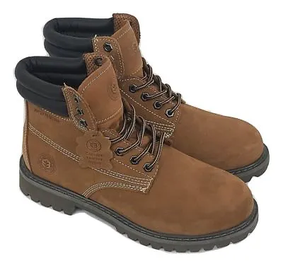 Men's Work Boots Genuine Leather Water Resistant Wheat Black Brown 8601 • $43.88