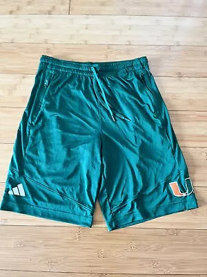 Miami Hurricanes Adidas Football Men's Team Issued Shorts Green Medium NWOT • $29.99