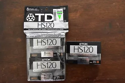 3 NEW TDK HS120 Metal Particle 8mm Video Cassettes - 2 In Original Package • $1