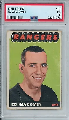 1965 / 1966 Topps #21 Ed Giacomin RC HOF PSA 1.5 New York Rangers Rookie • $200