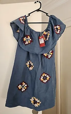 Brand New With Tags Tigerlily Size 10 El Paso Linen Blend Dress In Bluestone • $38