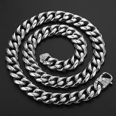 Punk Men's Gold Tone/Black Stainless Steel Cuban Link Chain Necklace 12/15mm • $8.92