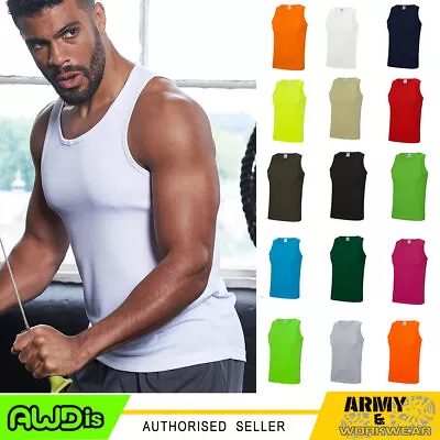 Mens AWDis Cool Vest Gym Summer Sports Training Performance Breathable Tank Top  • £5.95