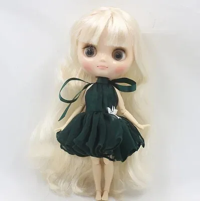 8  Blythe Doll Middie With Dark Green Dress Shiny Face Blonde Hair BJD Toy Gift • $47.02