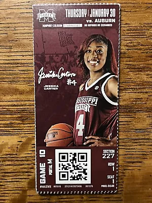 Mississippi State Womens Basketball Collectible Ticket Stub Jessika Carter • $5.99