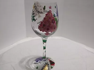  Lolita 15 Oz Wine Glasses - Christmas Wine Collection - Handpainted. Used • £13.51