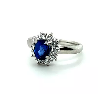 1.55ct Fine Blue Ceylon Sapphire & Diamonds Set In Platinum 900 • $1865.86