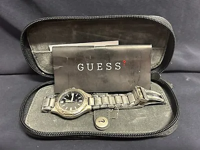 Men's Guess Waterpro Analogue Watch WORKING & Case 50 Meters Date New Battery • £19.99