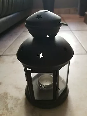 $25 • Buy IKEA Black Decorative Metal Glass Lantern Candle Holder Door Latch 9” 