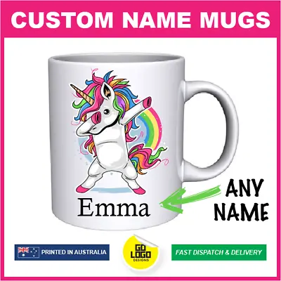 $24.95 • Buy UNICORN Coffee Mug CUSTOM NAME PERSONALISED Cute Kids Girls Tea Cup Gift Present