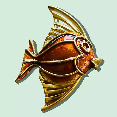 Vintage Brooch - 1980's Vintage Gold-Plated Painted Enamel Fish Brooch - UK • $10.95