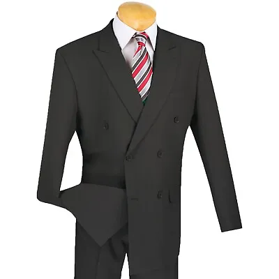 LUCCI Men's Double Breasted Classic Fit Poplin Polyester Suit NEW • $75