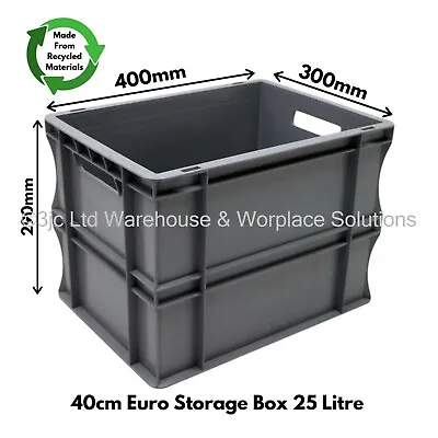 25 Litre Very Strong Grey Plastic Euro Parts Storage Container Boxes Box Bins • £12.99