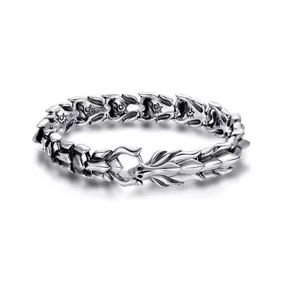 Men's Fashion 925 Silver Dragon Bracelet Bangle Domineering Party Jewelry • $3.45
