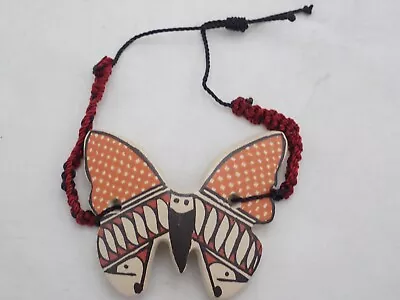 Miniature Mata Ortiz  Hand Built And Hand Painted Butterfly Bracelet Or Pendant • $17