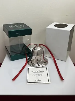 🌲 Towle Silversmiths 1999 Silver Plated Pierced Annual Christmas Bell With Box • $18.99