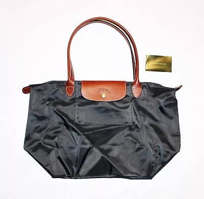 Longchamp Le Pliage Shopping Modele Depose Large Dk Gray Fold Shoulder Tote Bag • $79.99