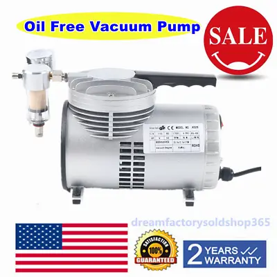 1/6HP Vacuum Pump 600mmHG Lab Small Vacuum Oilless Diaphragm Pump Gauge Suction • $68.40