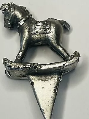 Vintage Pewter Rocking Horse Birthday Cake Cupcake 1.25” Collectible • $11.89