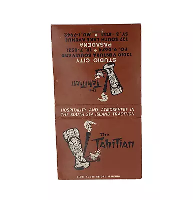 Vtg Matchbook Cover - Tahitian Restaurant Pasadena CA. 50s/60s Tiki • $6