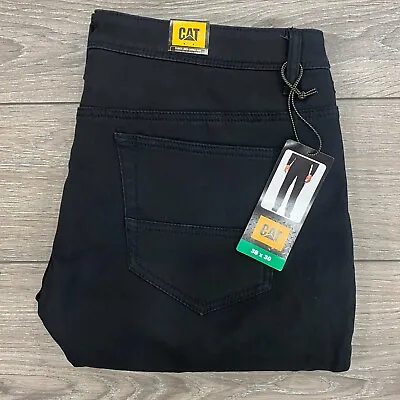 CAT Caterpillar Fleece Lined Black Canvas Work Pants Men's 38 X 30  Insulated • $29.95