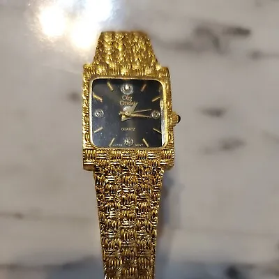 Vintage Oleg Cassini Gold Tone Basket Weave Women's Watch 7  • $40