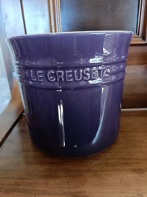 ⭐Super LE CREUSET Large Stoneware Utensil Jar Crock 2.3L Cassis Purple Excellent • £60