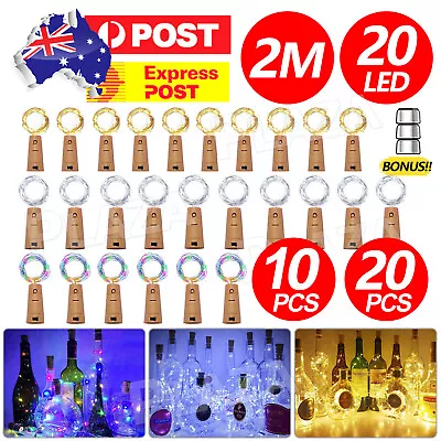 20X 20LED Fairy Light Wine Bottle String Lights Cork Copper Wire Christmas Decor • $12.95