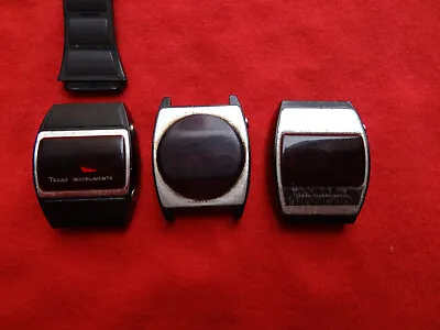 3 Case For TEXAS INSTRUMENTS Vintage  RED LED  Watch   [For Parts Or Repair] • $13