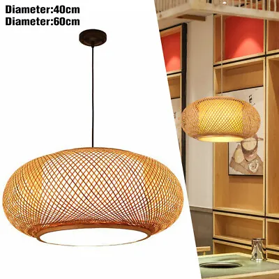 $99.99 • Buy Vintage Bamboo Wicker Rattan Pendant Light  40/60cm Hanging Ceiling Lamp Fixture