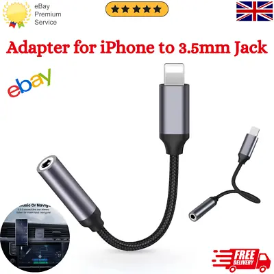Adapter For Iphone To 3.5mm Jack Connector Cable Headphone Aux Plug And Play UK • £3.99