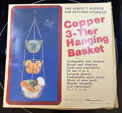 Vtg  3-Tier Copper Wire Hanging Basket Fruit Plant Holder Kitchen Storage New • $60