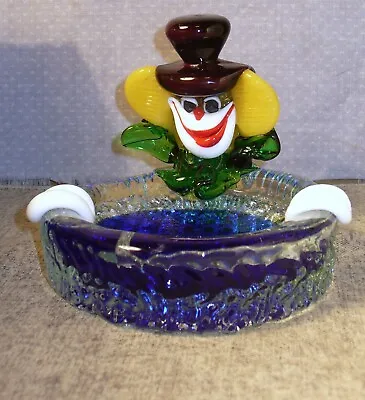 Vintage Murano Hand Blown Art Glass Clown Ashtray • $24.99