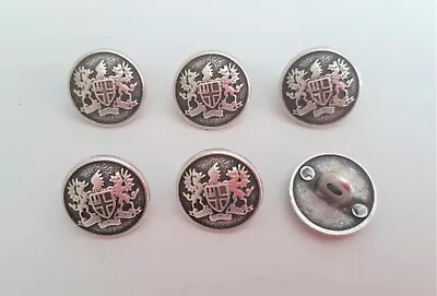 6 Antique Silver Tone Military Heraldic Coat Of Arms Style Shank Buttons 15mm  • £3.25