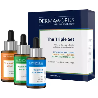 Skin Care Gift Set - Anti-aging Serums Retinol Vitamin C Face Hyaluronic Acid • £34.95