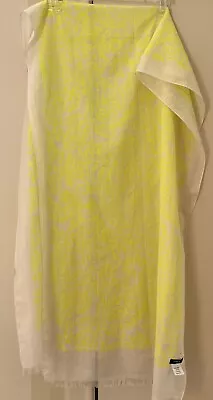 J CREW Silk Fringed Scarf /Shawl Neon Yellow Paisley Screen Printed 72 X22  • $14