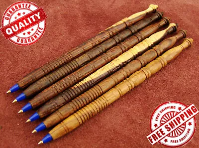 £5.99 • Buy Set Of 6 Beautiful Custom Handcrafted Wooden Ballpoint Pens New (010