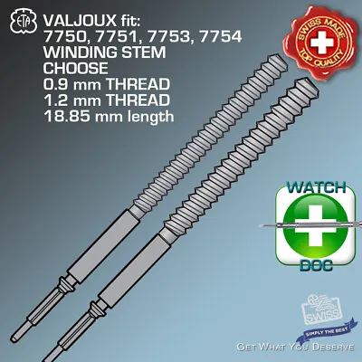 Stem Fit Eta Valjoux 7750 7751 7753 7754  - Choose 0.9 + 1.2 Mm • $14