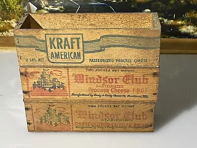 3 Vintage Wooden Cheese Box KRAFT AMERICAN & 2 WINDSOR CLUB BOXES W/ 1 LID • $35