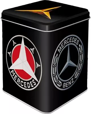 Nostalgic-Art - Small Metal Tea Sugar Storage Box Tin Jar - Mercedes Benz Logos • $7.95