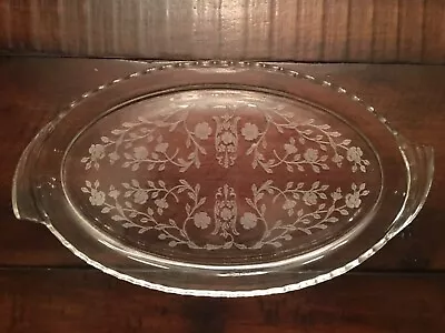 Vintage 1940’s New Martinsville Florentine Etched Oval Creamer Sugar Bowl Tray • $9