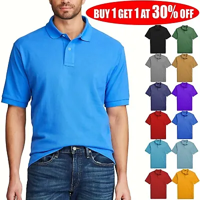 Men's Polo Shirt Golf Sports Cotton Short Sleeve Jersey Casual Plain T Shirt  • $10.99