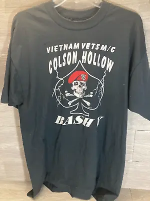 Vtg 90s Single Stitch Vietnam Vet Motorcycle Club Rally T Shirt XL Colson Hollow • $63.37