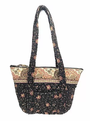 Rare Vintage Vera Bradley Black Walnut Petite Paddy Shoulder Zip Tote Bag VGUC • $15.99