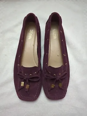 Michael Kors Moccasin Flats Maroon Suede Leather Womens 7.5 • $18
