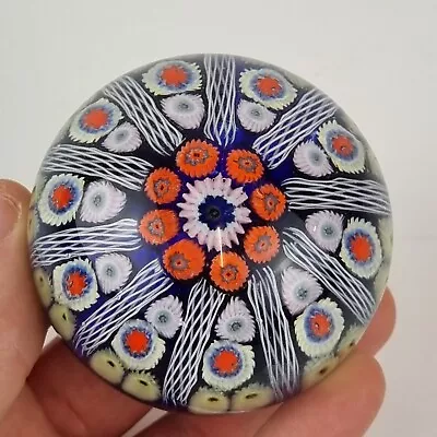 Vintage Glass Paperweight Decorated With Sectioned Millefiori Canes • £39