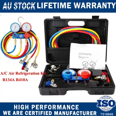 4 Way R134A R410a AC Manifold Gauge Set Auto Service HVAC A/C Refrigeration Kits • $76.99