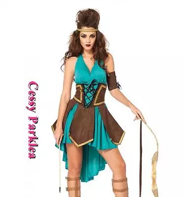 U-C4 Ladies Turquoise Roman Greek Goddess Gladiator Fancy Dress Up Costume • $29.95