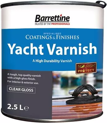 Barrettine Yacht Varnish 2.5l Marine Quality Highly Durable Uv Resistant Varnish • £29.99